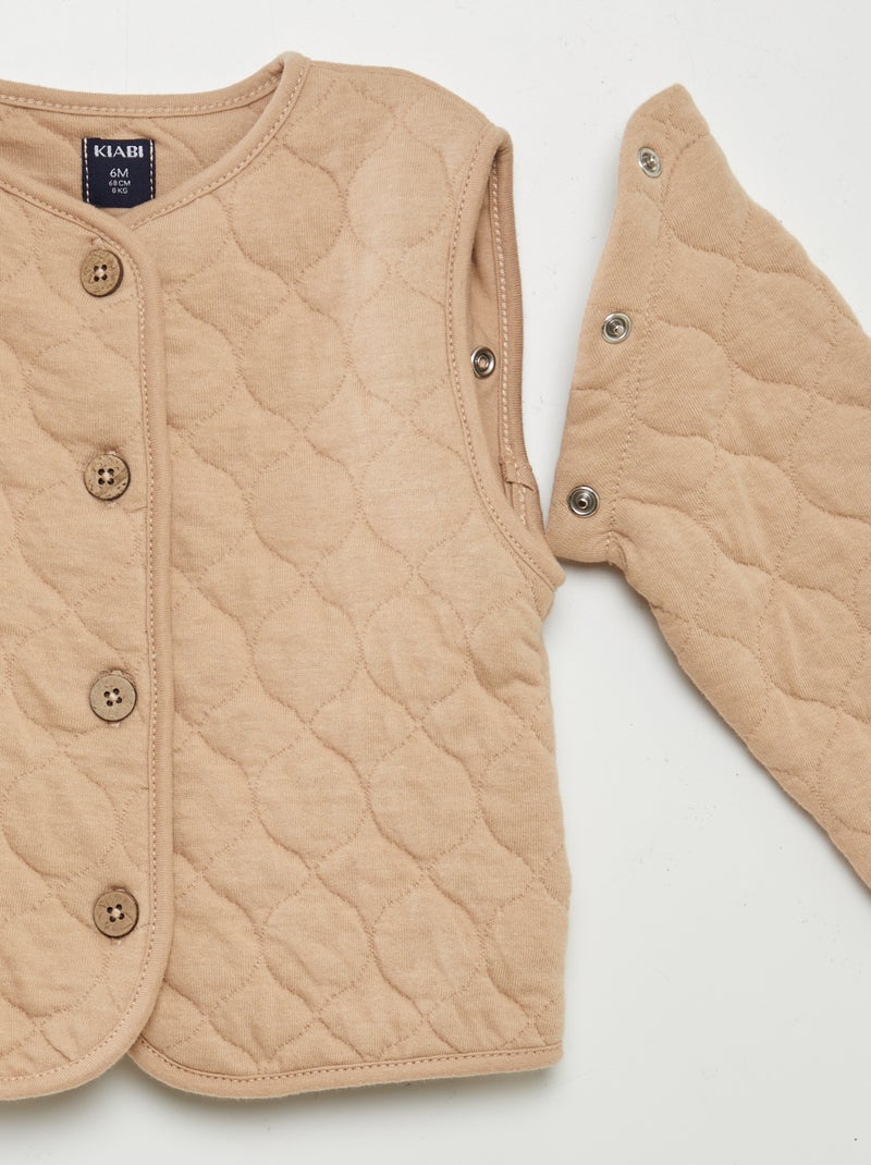 Casaco acolchoado e forrado com mangas amovíveis BEGE - Kiabi
