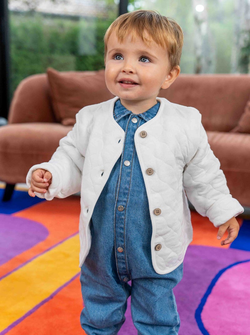 Casaco acolchoado e forrado com mangas amovíveis BRANCO - Kiabi