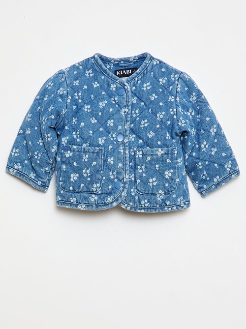 Casaco acolchoado em ganga com abertura de botões de pressão - Kiabi