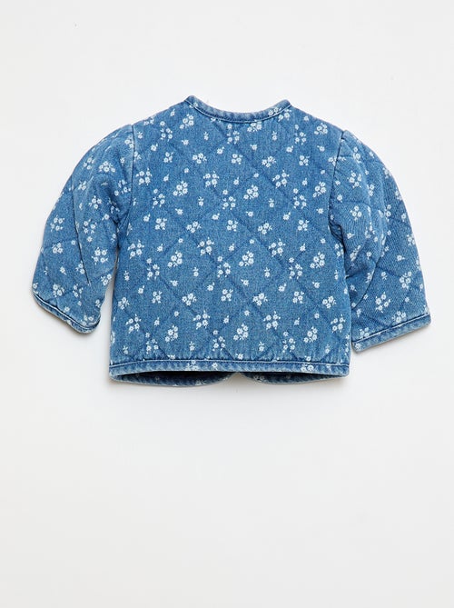 Casaco acolchoado em ganga com abertura de botões de pressão - Kiabi