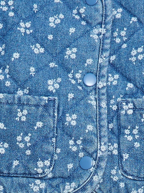 Casaco acolchoado em ganga com abertura de botões de pressão - Kiabi