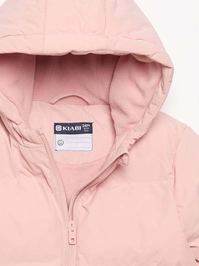 Casaco acolchoado estampado com capuz Rosa - Kiabi