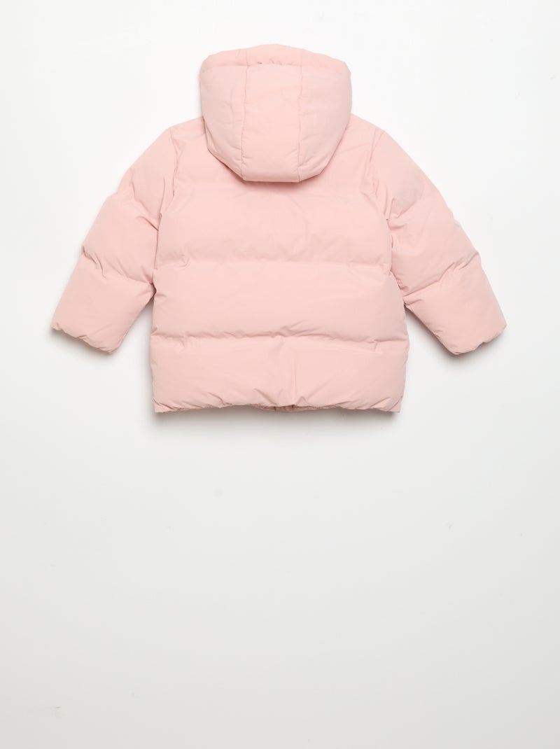 Casaco acolchoado estampado com capuz Rosa - Kiabi