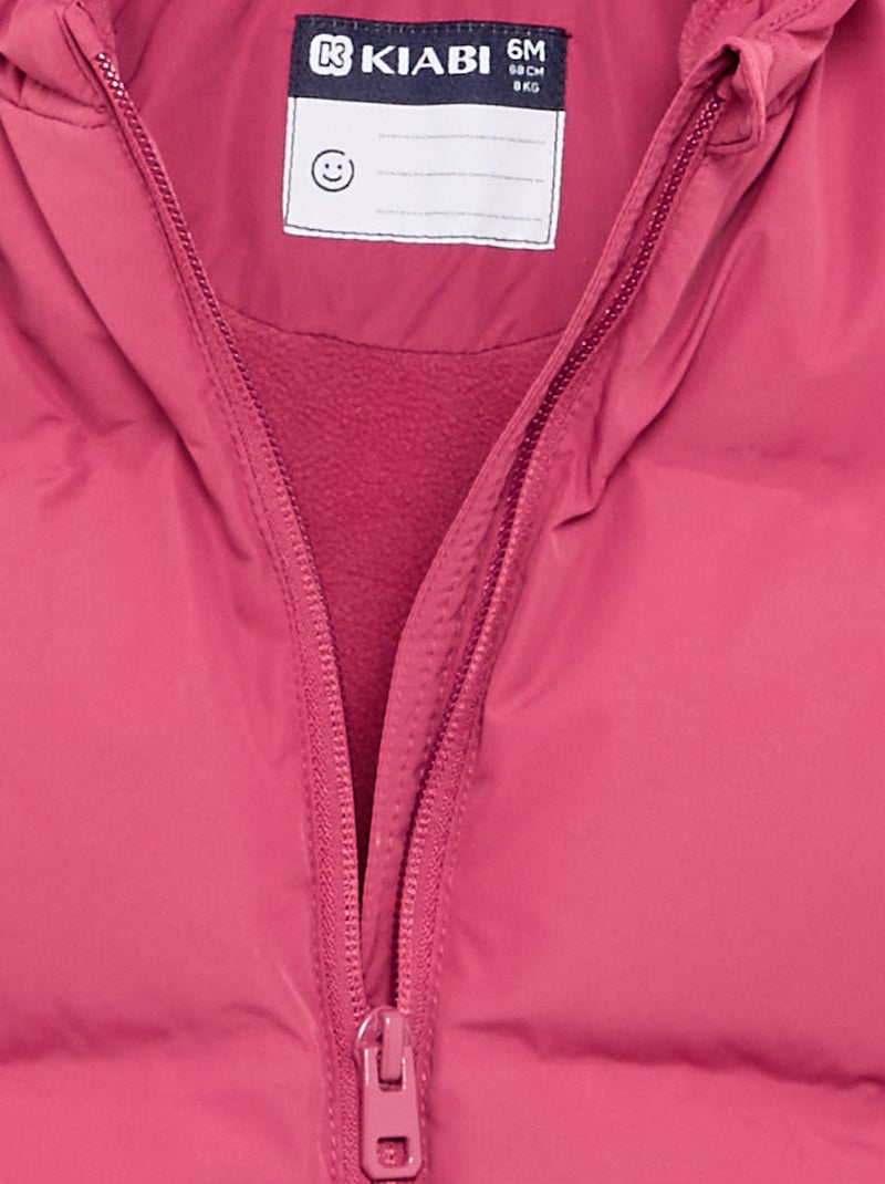 Casaco acolchoado estampado com capuz Violeta - Kiabi