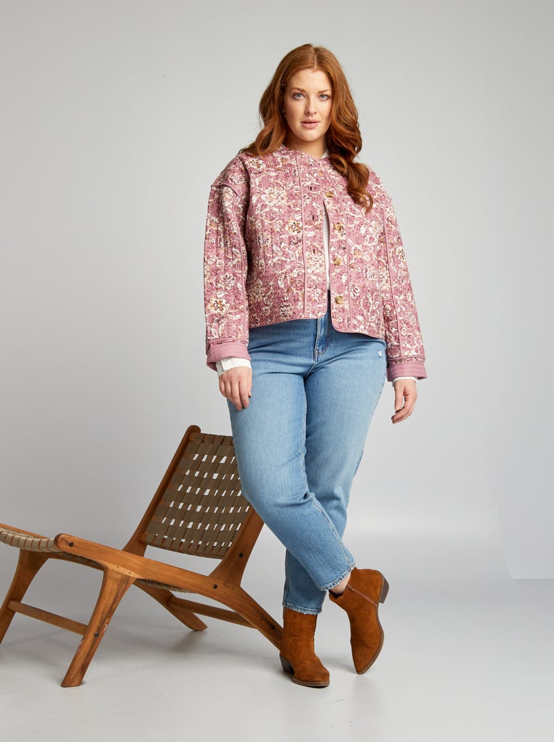 Casaco acolchoado estampado ROSA - Kiabi