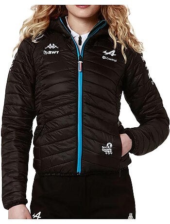 Casaco acolchoado feminino kappa abawou preto/turquesa