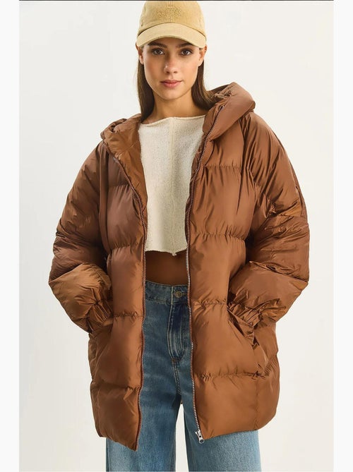 Casaco acolchoado grosso oversized com capuz lucci - Kiabi