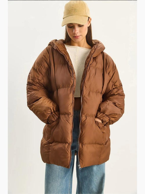 Casaco acolchoado grosso oversized com capuz lucci - Kiabi