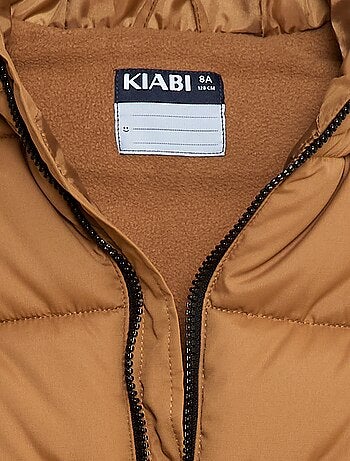 Casaco acolchoado impermeável com bolso de aba e capuz