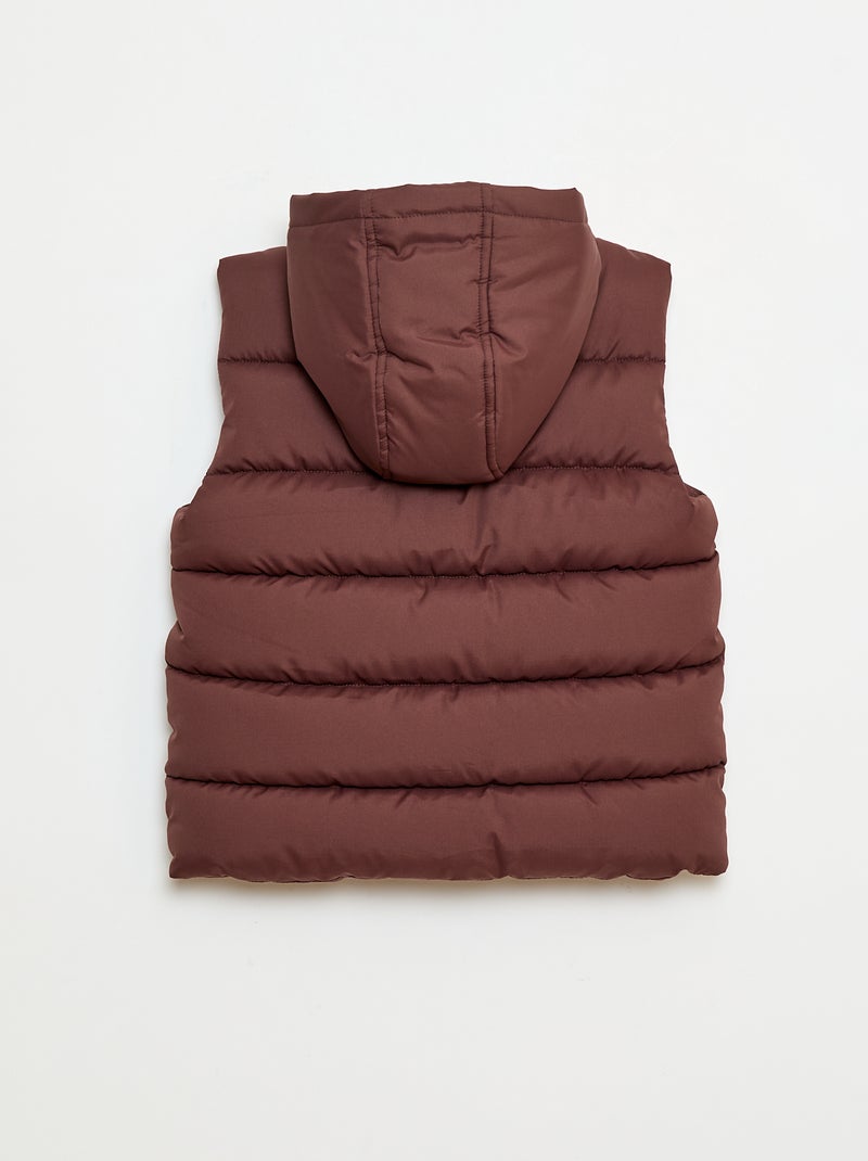 Casaco acolchoado impermeável com bolso de aba e capuz Castanho - Kiabi