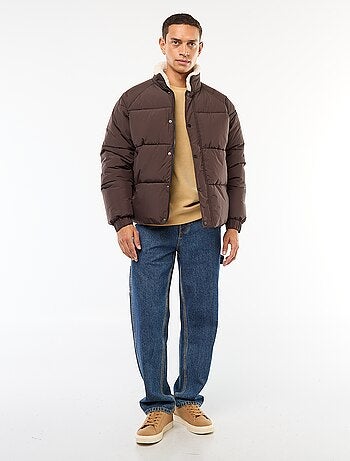 Casaco acolchoado impermeável liso com cordões de ajuste na bainha