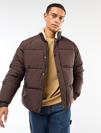 Casaco acolchoado impermeável liso com cordões de ajuste na bainha