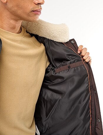 Casaco acolchoado impermeável liso com cordões de ajuste na bainha