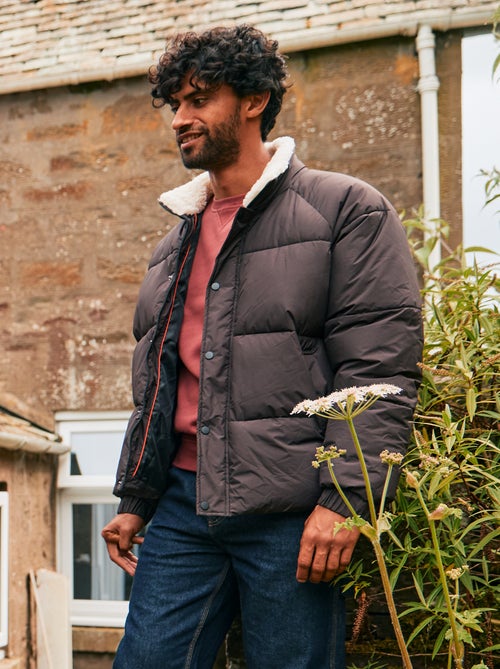 Casaco acolchoado impermeável liso com cordões de ajuste na bainha - Kiabi