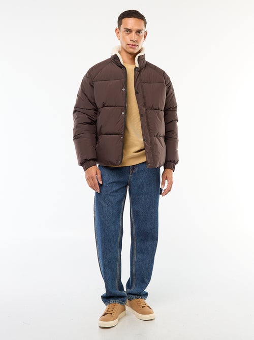 Casaco acolchoado impermeável liso com cordões de ajuste na bainha - Kiabi