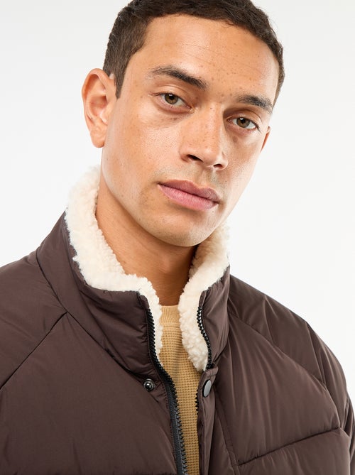 Casaco acolchoado impermeável liso com cordões de ajuste na bainha - Kiabi