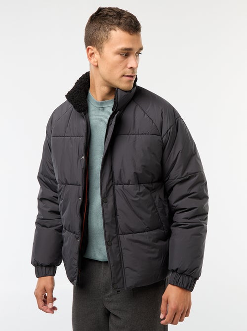 Casaco acolchoado impermeável liso com cordões de ajuste na bainha - Kiabi