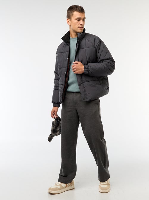 Casaco acolchoado impermeável liso com cordões de ajuste na bainha - Kiabi