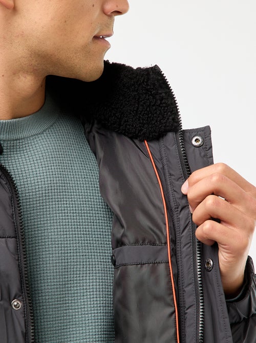 Casaco acolchoado impermeável liso com cordões de ajuste na bainha - Kiabi