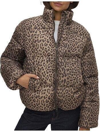 Casaco Acolchoado Leopardo Castanho Vero Moda