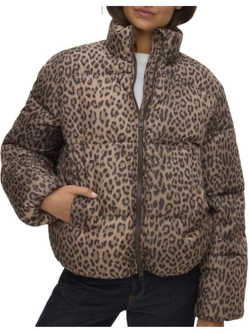 Casaco Acolchoado Leopardo Castanho Vero Moda Castanho-capuccino - Kiabi