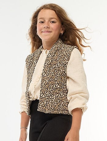 Casaco acolchoado leopardo sem mangas