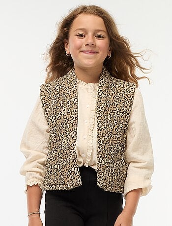 Casaco acolchoado leopardo sem mangas