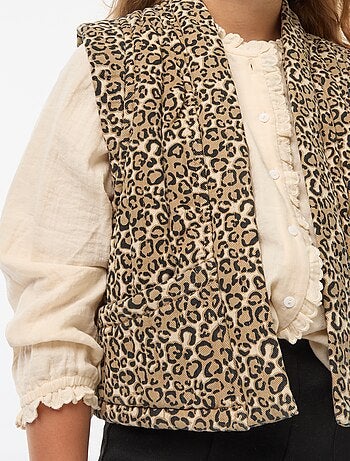 Casaco acolchoado leopardo sem mangas