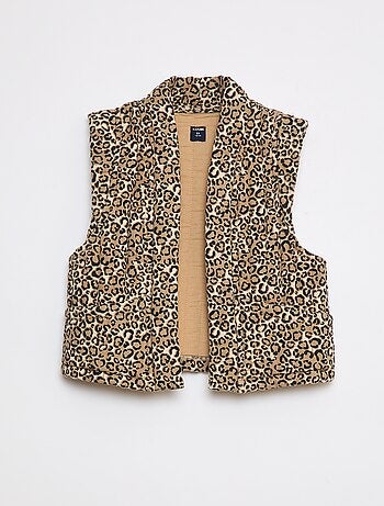 Casaco acolchoado leopardo sem mangas