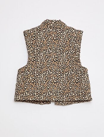 Casaco acolchoado leopardo sem mangas