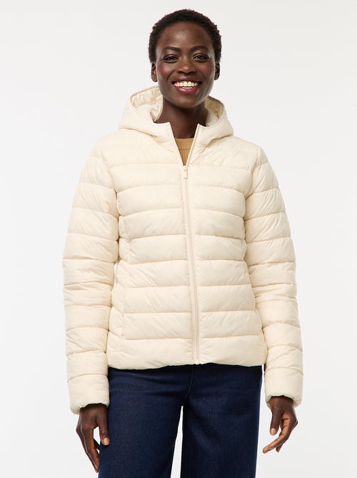 Casaco Acolchoado Leve com Capuz Liso - Kiabi