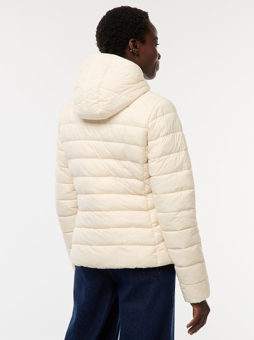 Casaco Acolchoado Leve com Capuz Liso - Kiabi