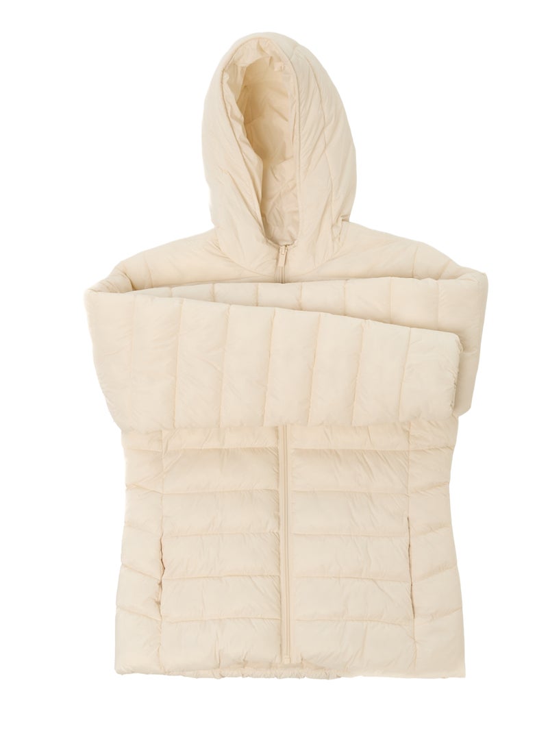 Casaco Acolchoado Leve com Capuz Liso Branco - Kiabi