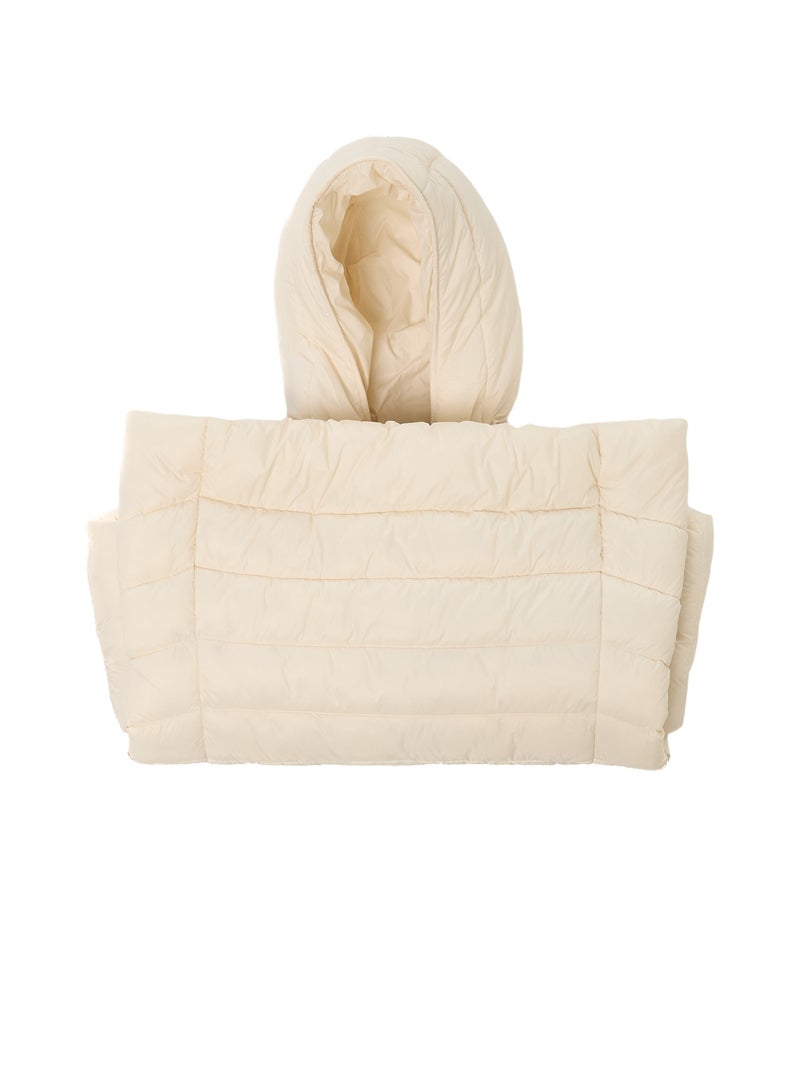Casaco Acolchoado Leve com Capuz Liso Branco - Kiabi