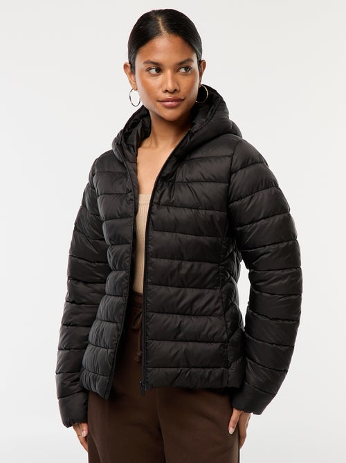 Casaco Acolchoado Leve com Capuz Liso - Kiabi