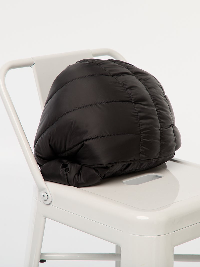 Casaco Acolchoado Leve com Capuz Liso Preto - Kiabi