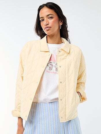 Casaco acolchoado liso com gola de camisa