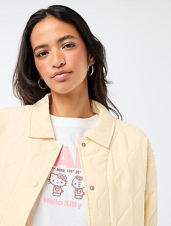 Casaco acolchoado liso com gola de camisa