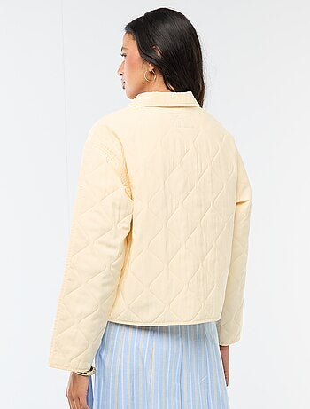 Casaco acolchoado liso com gola de camisa