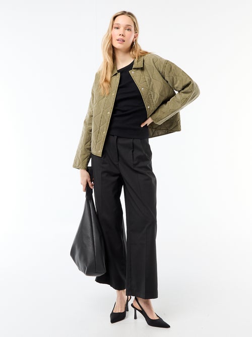 Casaco acolchoado liso com gola de camisa - Kiabi