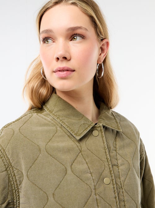 Casaco acolchoado liso com gola de camisa - Kiabi