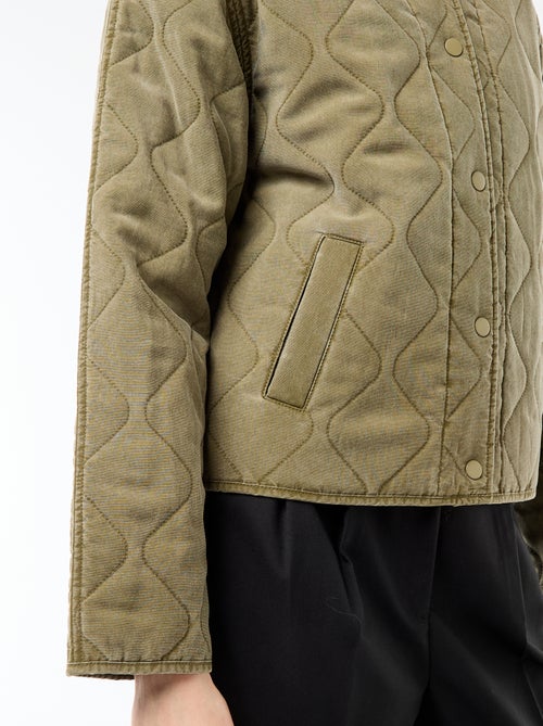 Casaco acolchoado liso com gola de camisa - Kiabi