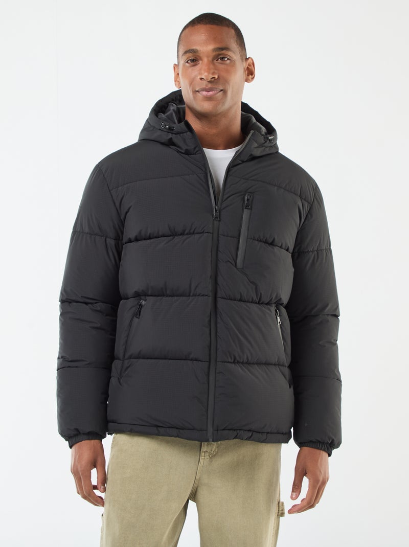 Casaco acolchoado liso Preto - Kiabi