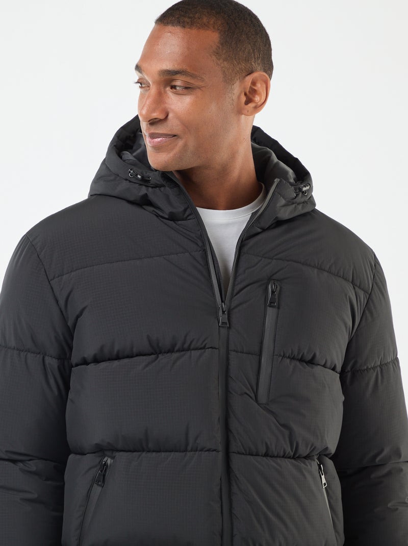 Casaco acolchoado liso Preto - Kiabi