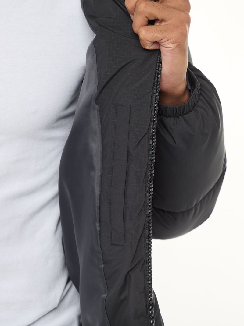 Casaco acolchoado liso Preto - Kiabi