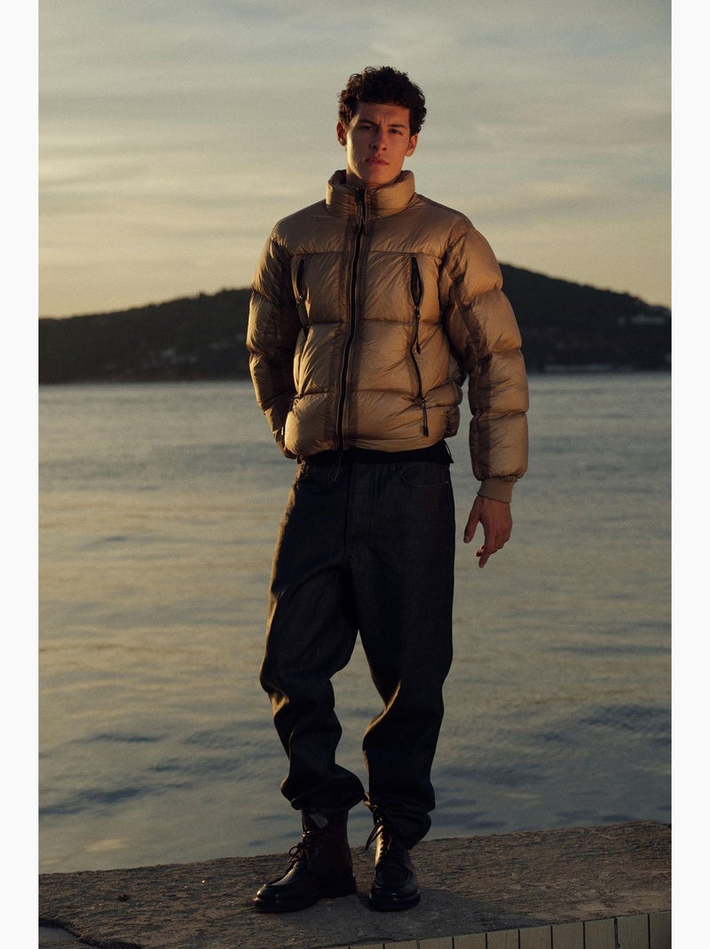Casaco acolchoado masculino giesto Camelo - Kiabi