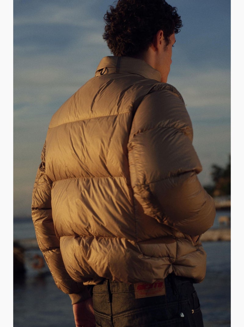Casaco acolchoado masculino giesto Camelo - Kiabi
