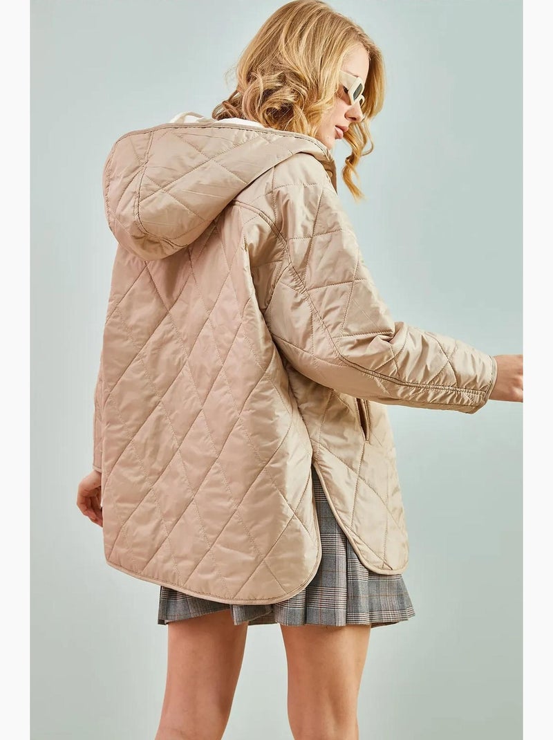 Casaco acolchoado oversized com capuz lucci Bege-argila - Kiabi
