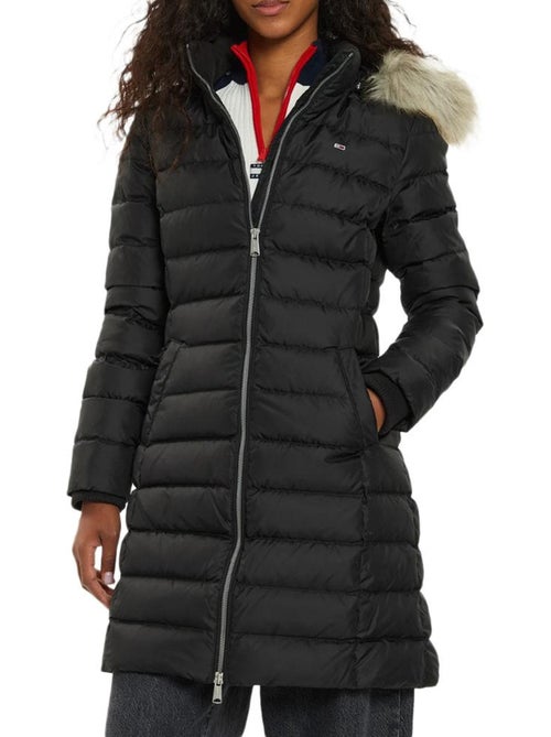 Casaco Acolchoado Preto com Capuz Tommy Hilfiger para Mulher - Kiabi Casaco Acolchoado Preto com Capuz Tommy Hilfiger para Mulher - Kiabi