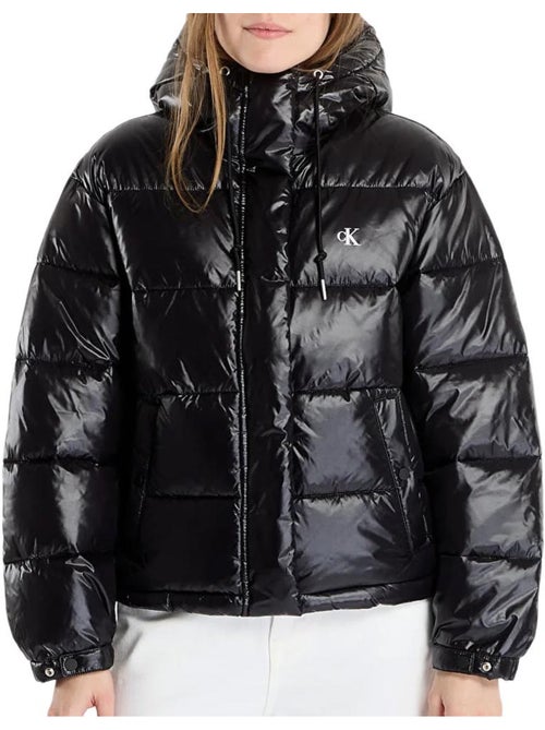 Casaco Acolchoado Preto Feminino Calvin Klein Jeans Shine - Kiabi